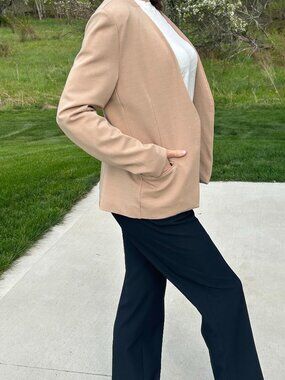 Soft Surroundings Women`s Ponte Stretch Blazer in Tan/Beige